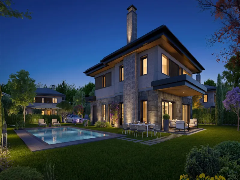 Aynı evin gece render'ı